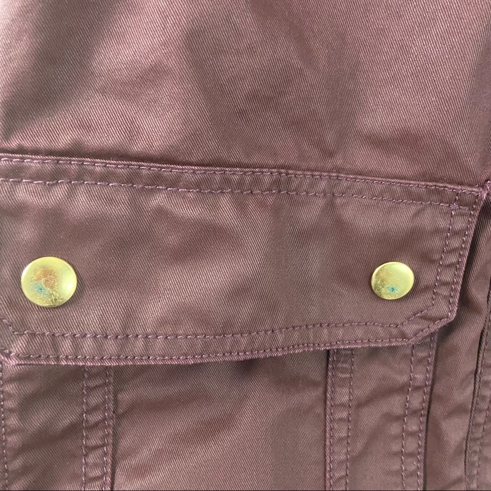 J. Crew Downtown Field Jacket Burgundy Wax Cotton Snap Buttons Sz PM - Picture 4 of 11